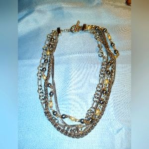 Multi-strand, silver Tone Faux Pearl Necklace